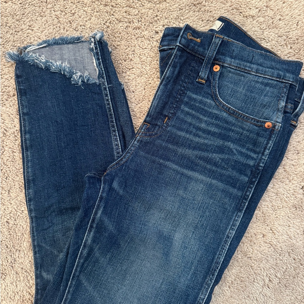 Madewell Dark Blue Distressed Skinny Jeans